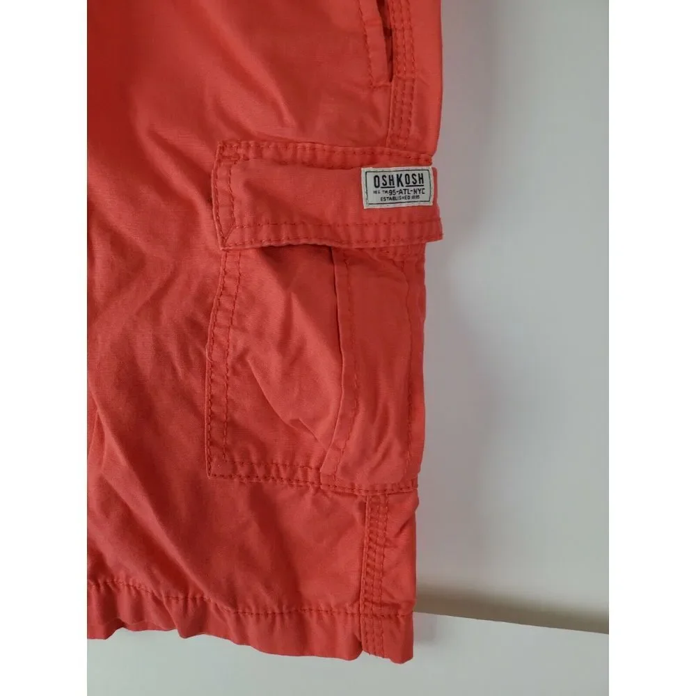 Osh Kosh BGosh‎ Cotton Cargo Shorts Size 10 Boys Elastic Waist Coral